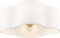 Gold Flush Mount Ceiling Light 4-Light 14in - Farmhouse Fabric Shade