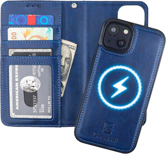 Bocasal iPhone 14 Wallet Case with RFID Blocking and Kickstand
