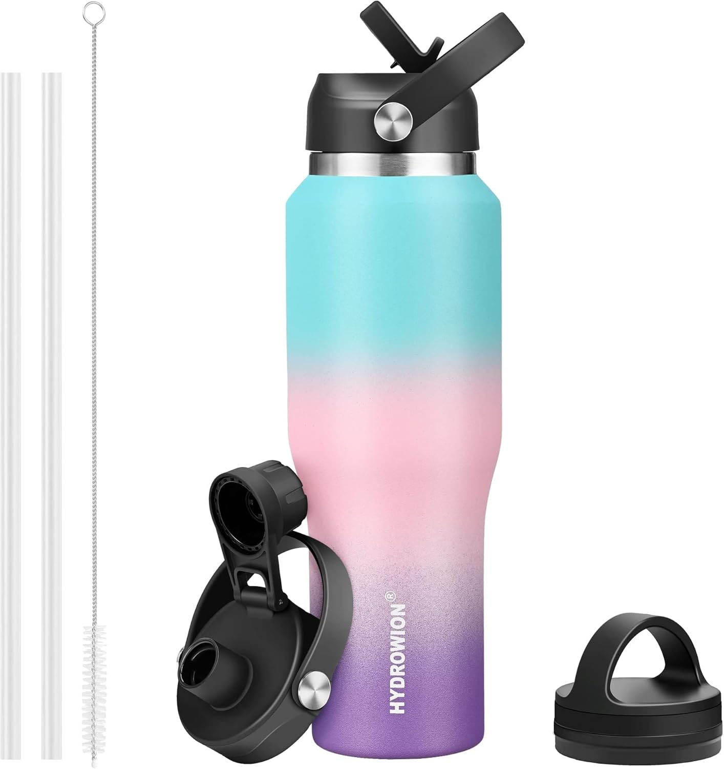 40 oz Insulated Water Bottle with Straw for Car Cup Holder