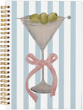 Coquette Bow Martini Notebook Journal Blue Preppy Notebook - Compact