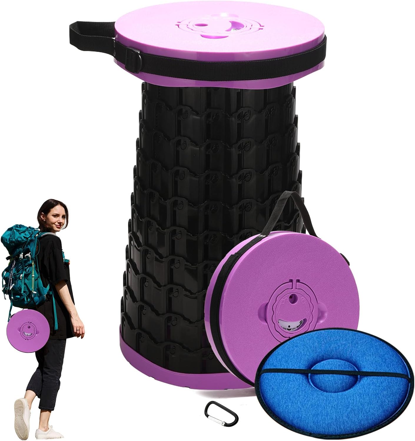 19.7 Heavy Duty Collapsible Stool - Portable Camping Seat