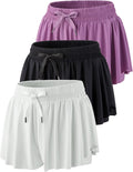 3 Pack Womens Flowy Running Shorts with Built-In Spandex Skorts