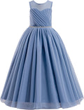 Dusty Blue Tulle Flower Girl Dress A-Line for Girls
