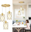Brushed Gold Dining Room Chandeliers Light Fixtures - Modern 3-Light
