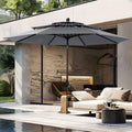 10ft Grey Outdoor Patio Umbrella with Triple Vented Top - Windproof