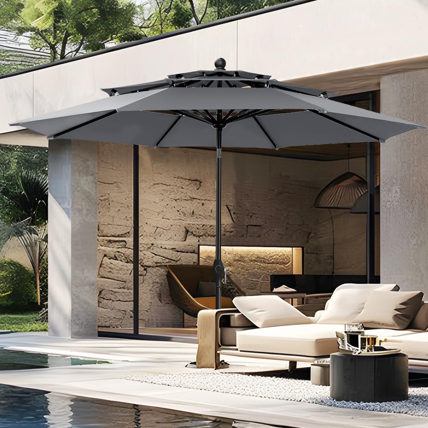 PHI VILLA 10ft Outdoor Patio Umbrella for Backyard Comfort