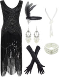 1920s Gatsby Sequin Fringed Paisley Flapper Dress (Style P3DJ)