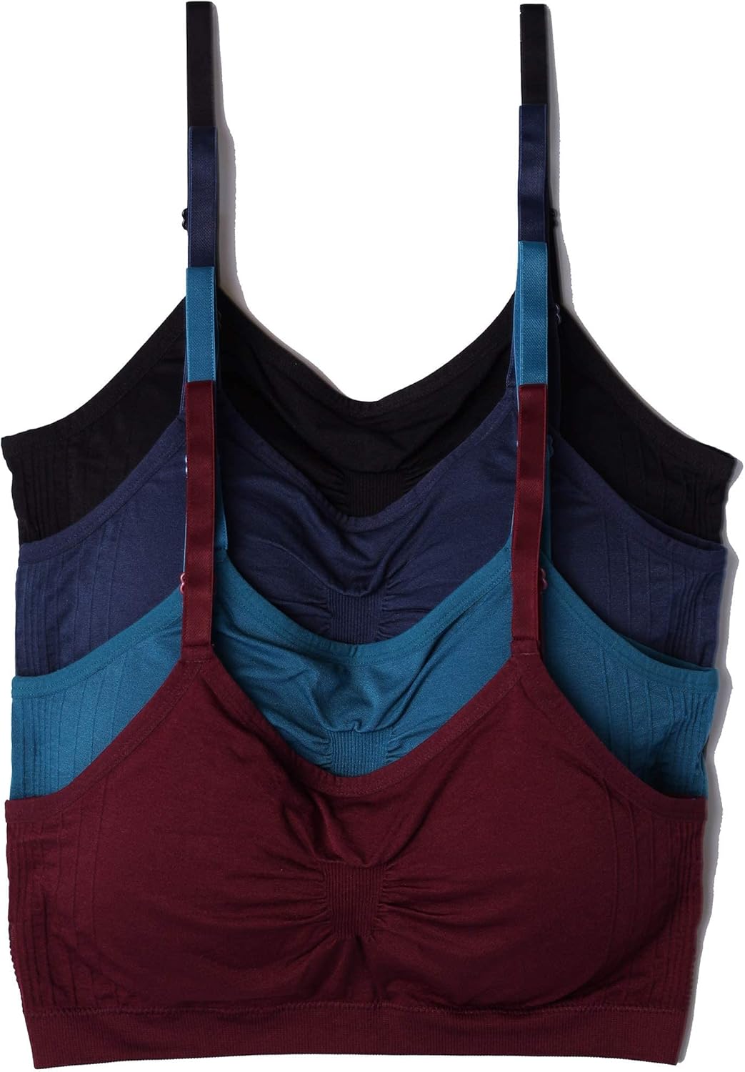 Kalon 4 Pack Womens Cami Bras with Removable Pads for Comfort