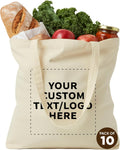 Custom Natural Cotton Tote Bags Set of 10 - 15.5in Square Reusable