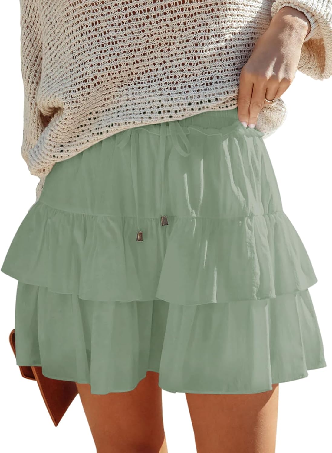 Flowy Shorts for Women Boho Ruffled Tiered Skorts Casual Wear