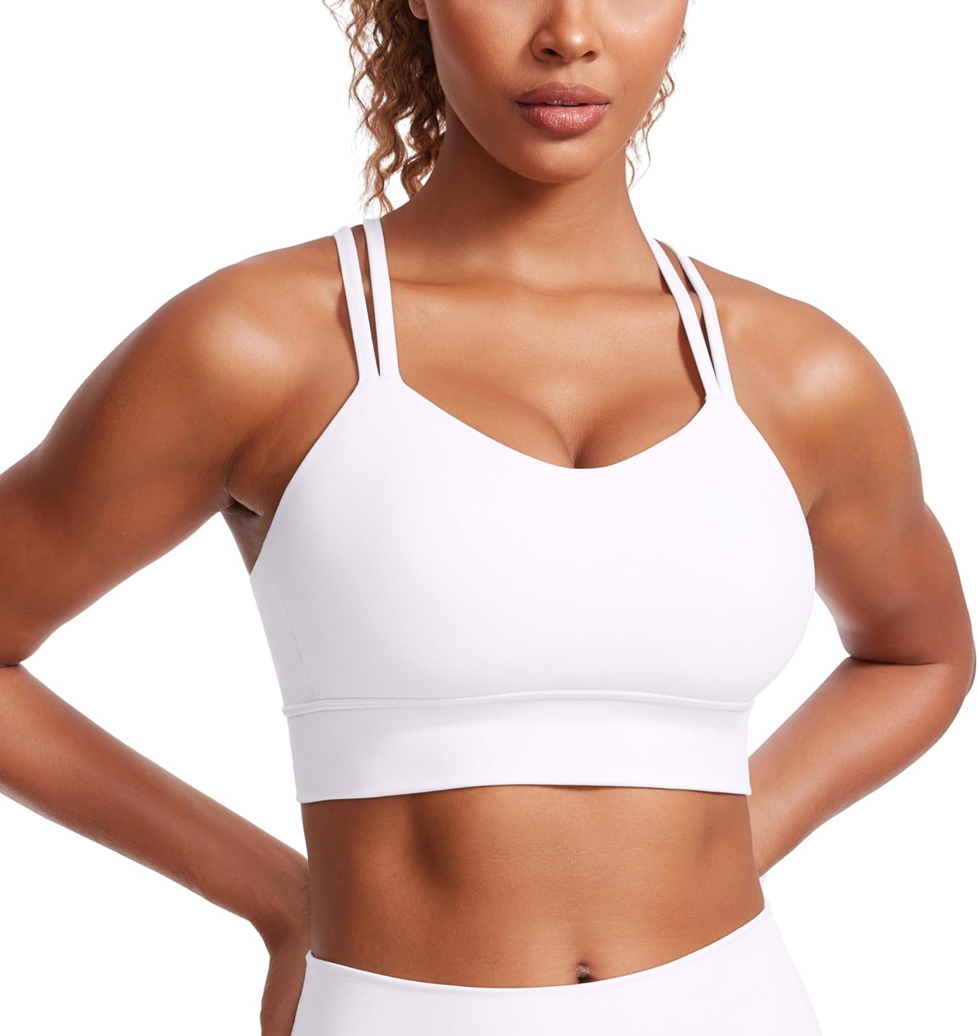 CRZ YOGA Softness Mold Womens Longline Sports Bra for Yoga