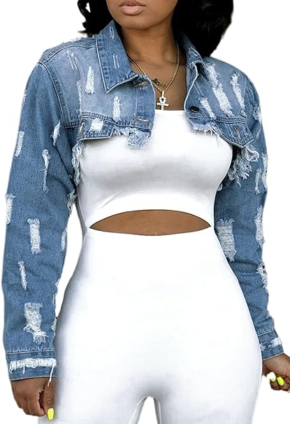 YouSexy Cropped Denim Jackets for Women Long Sleeve Stylish Wear