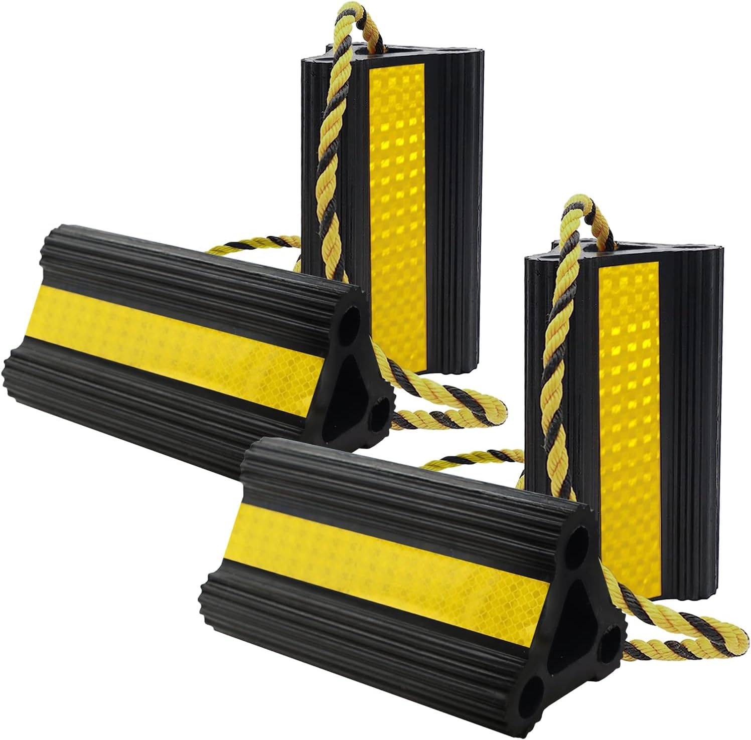 Wheel Chocks for RV Trailer Camper Trucks - Heavy Duty Rubber