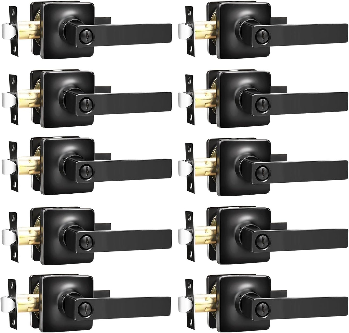 Matte Black Privacy Door Levers for Bedroom and Bathroom Use