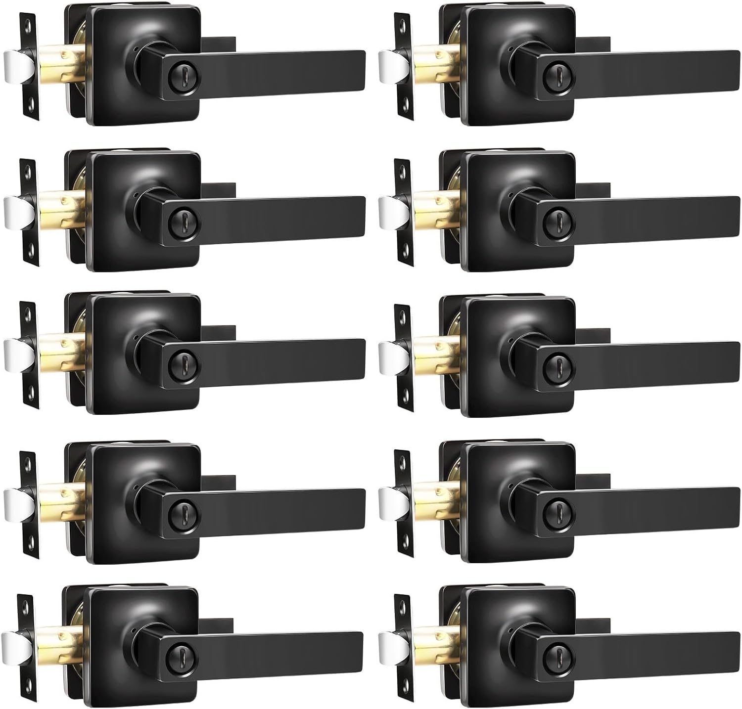 Matte Black Privacy Door Levers for Bedroom and Bathroom Use