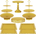 8 Pc Gold Cake Stand Set 3-Tier Cupcake Stand and Trays - Elegant