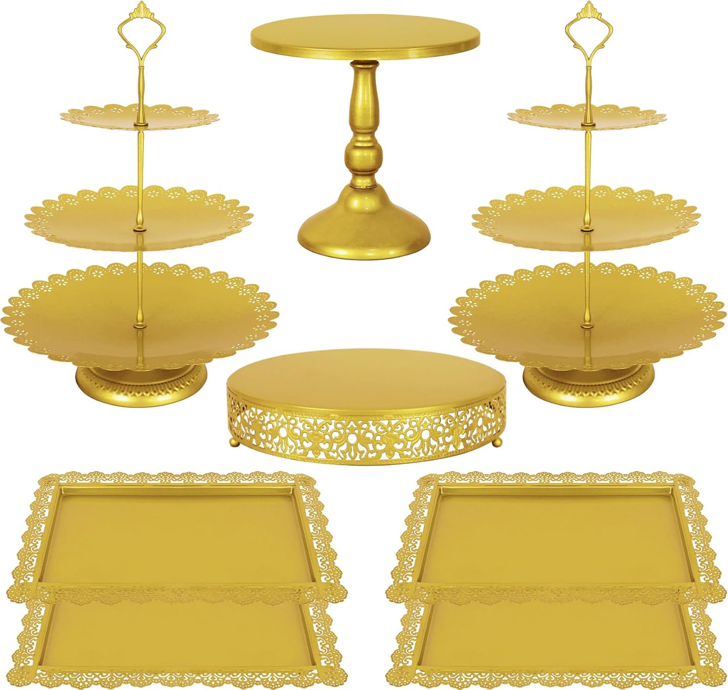Elegant Gold Metal Dessert Display Set for Any Occasion