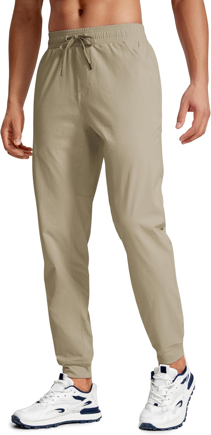 CRZ YOGA Athletic Joggers for Men - Lightweight Water Resistant Pants