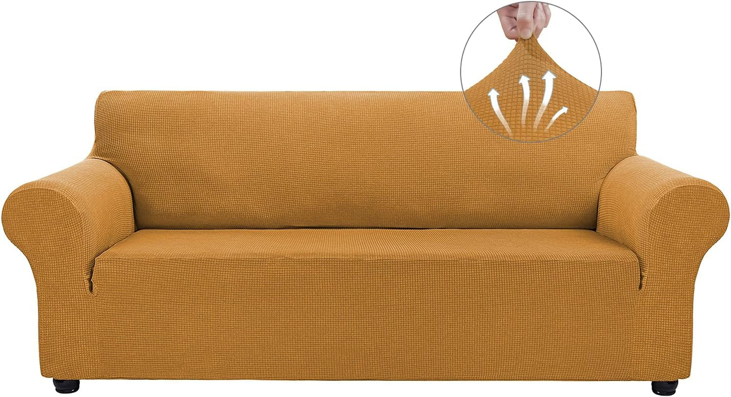 Asnomy Couch Covers for 3 Cushion Couch - X-Large Golden