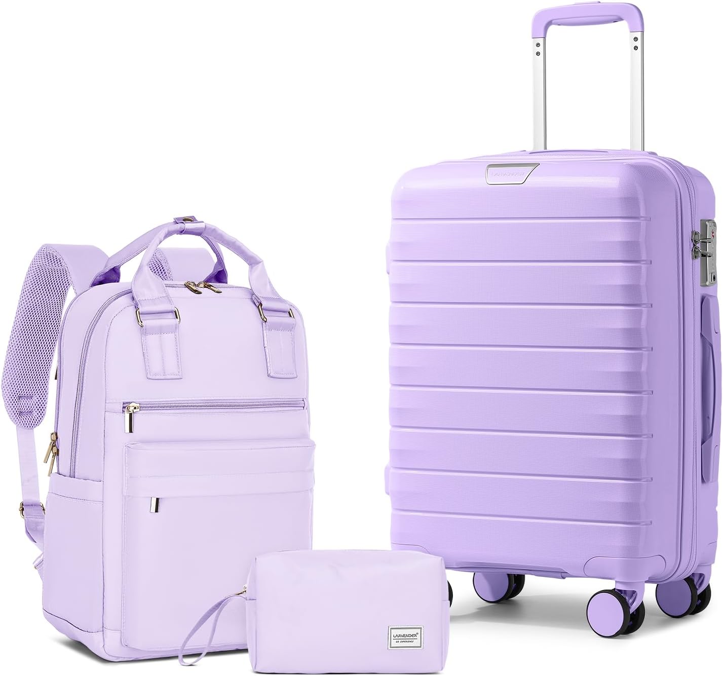 LARVENDER Hardside Luggage Set with 360 Spinner Wheels for Travel