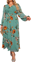 Boho Floral Maxi Dress V Neck Short Sleeve - Flowy Maternity Friendly