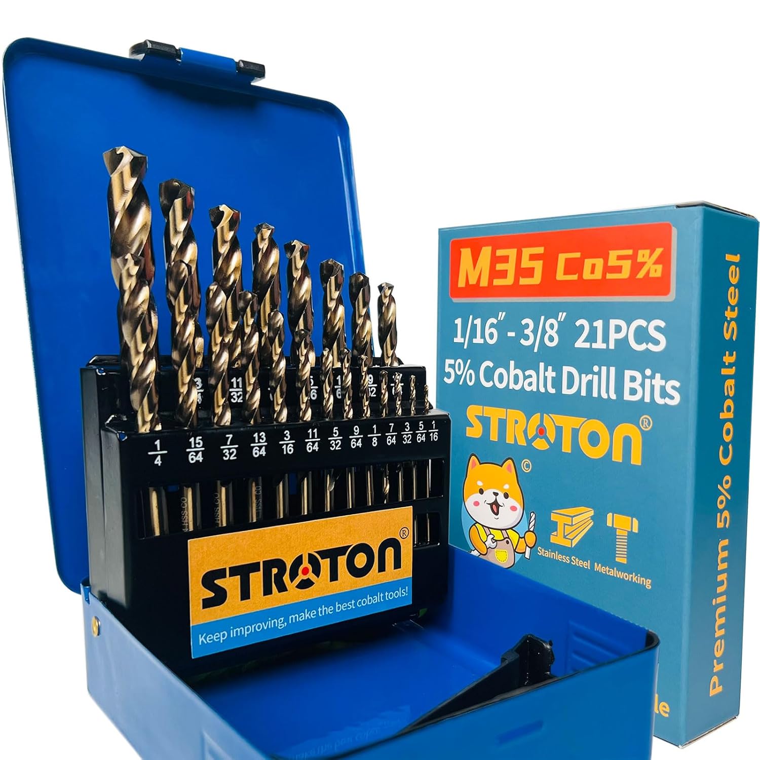 5% Cobalt Drill Bit Set for Stainless Steel and Hard Metals
