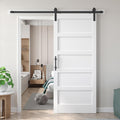 Fredbeck 36x84 in White Barn Door with 6.6ft Hardware Kit - Durable