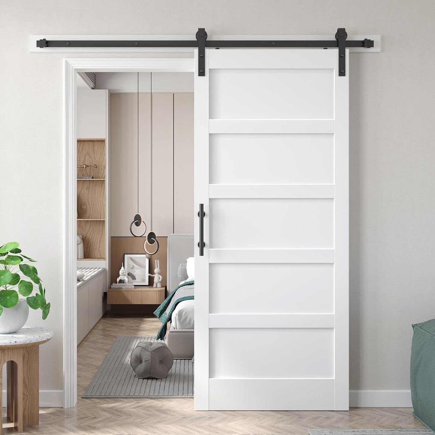 Fredbeck 36x84 inch White Barn Door with Sliding Hardware Kit