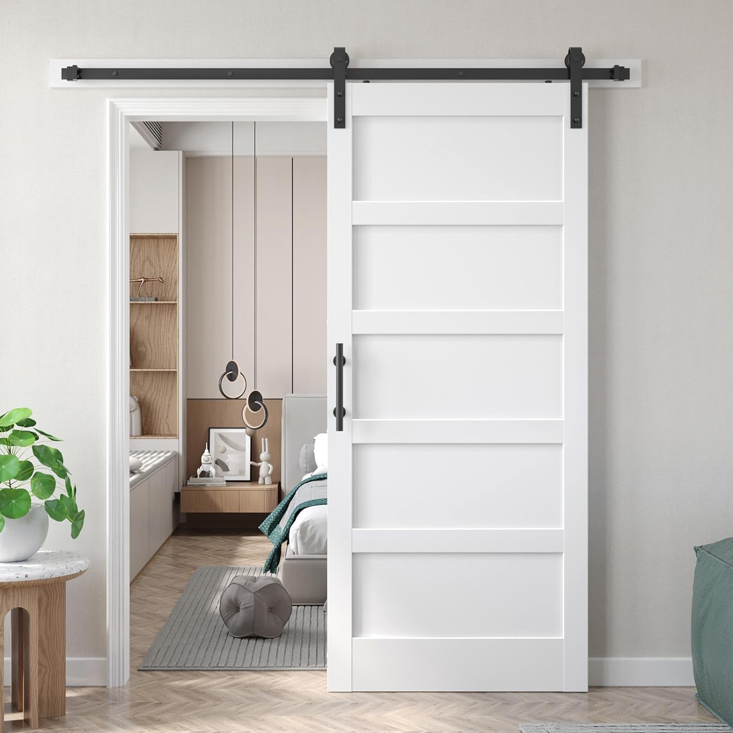 Fredbeck 36x84 inch White Barn Door with Sliding Hardware Kit