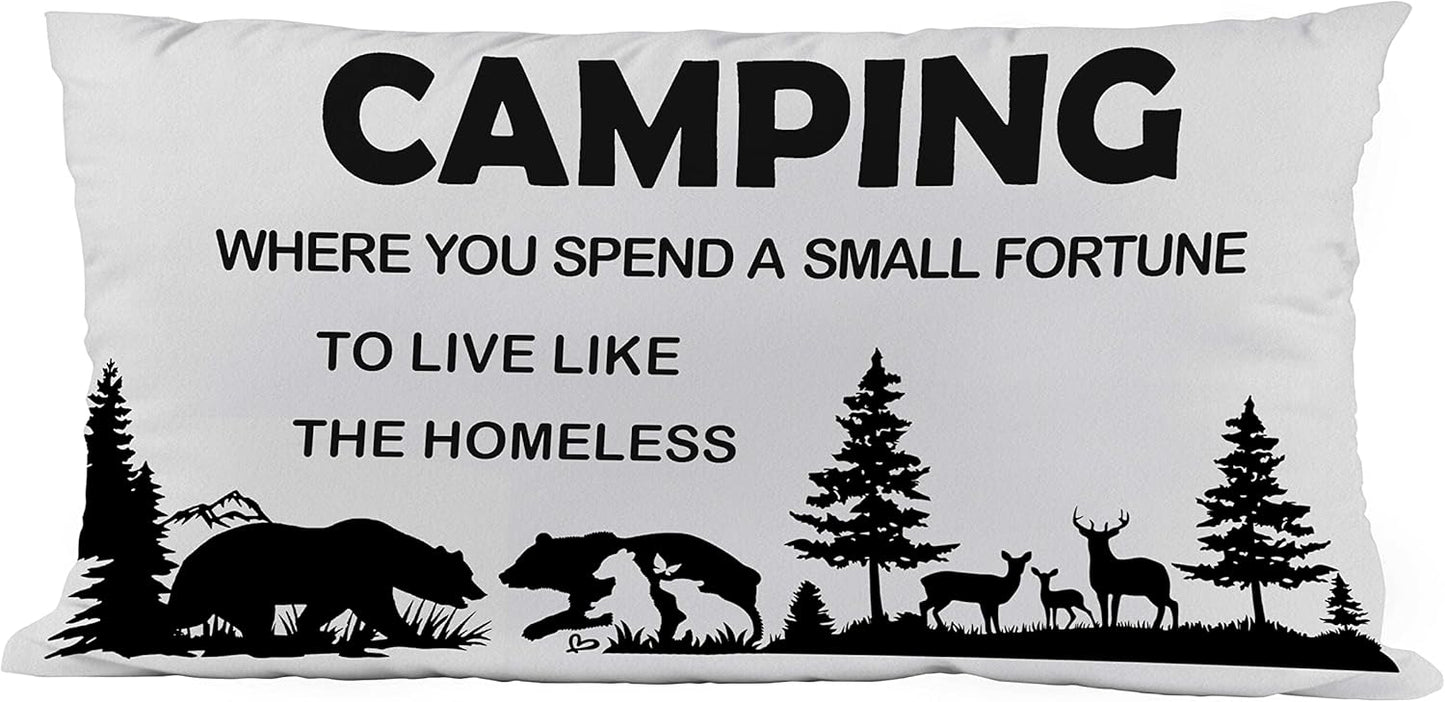 Camping-Themed Soft Throw Pillow Covers - Cozy Camper Gift