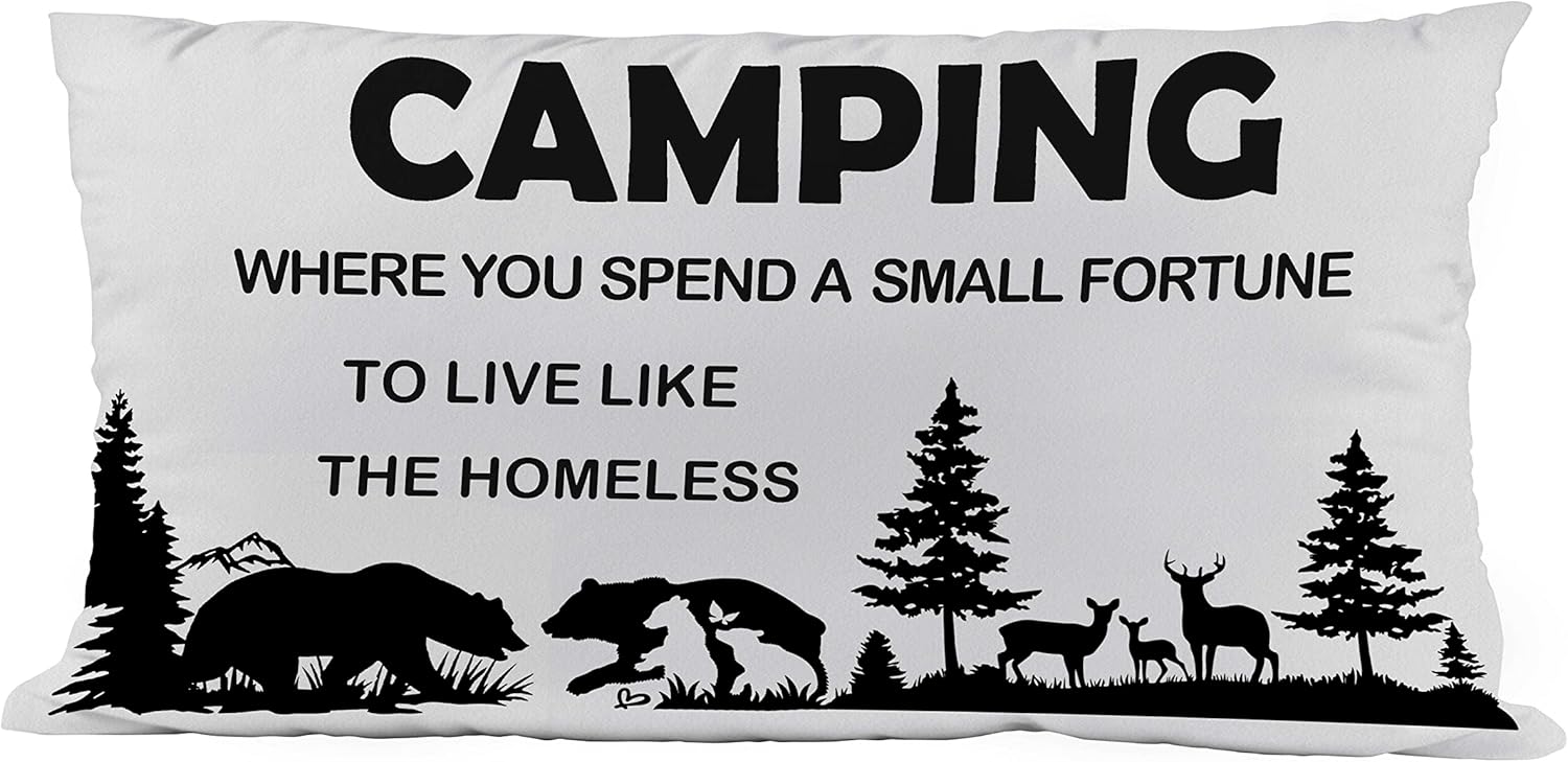 Camping-Themed Soft Throw Pillow Covers - Cozy Camper Gift