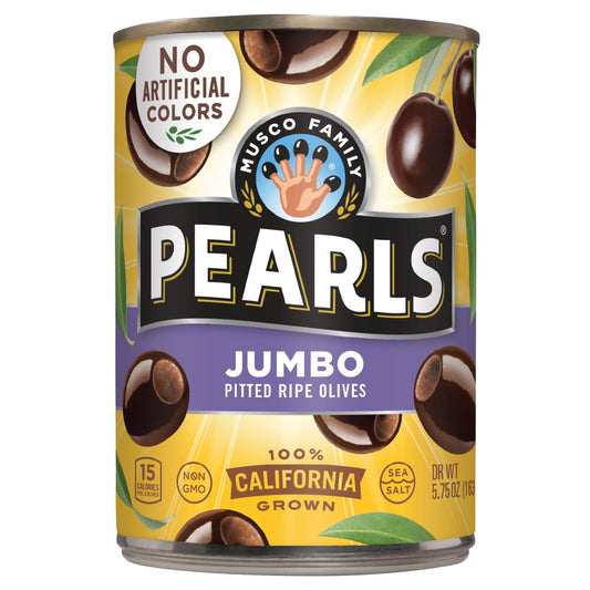 PEARLS Jumbo Black Olives - Ripe Pitted, 12 Cans of Flavor