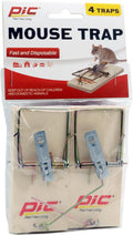 Ultra Effective PIC Wood Mouse Traps, Set of 4