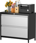 Metal Lateral File Cabinet with 2 Drawers - Secure Wide Filing Cabinet