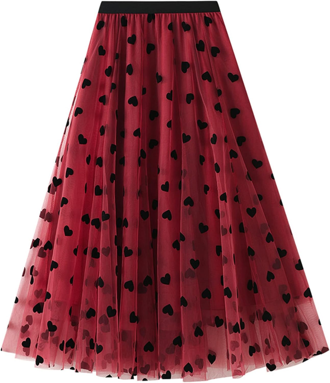 Dirholl Women's A-Line Fairy Patterned Tulle Midi Skirt