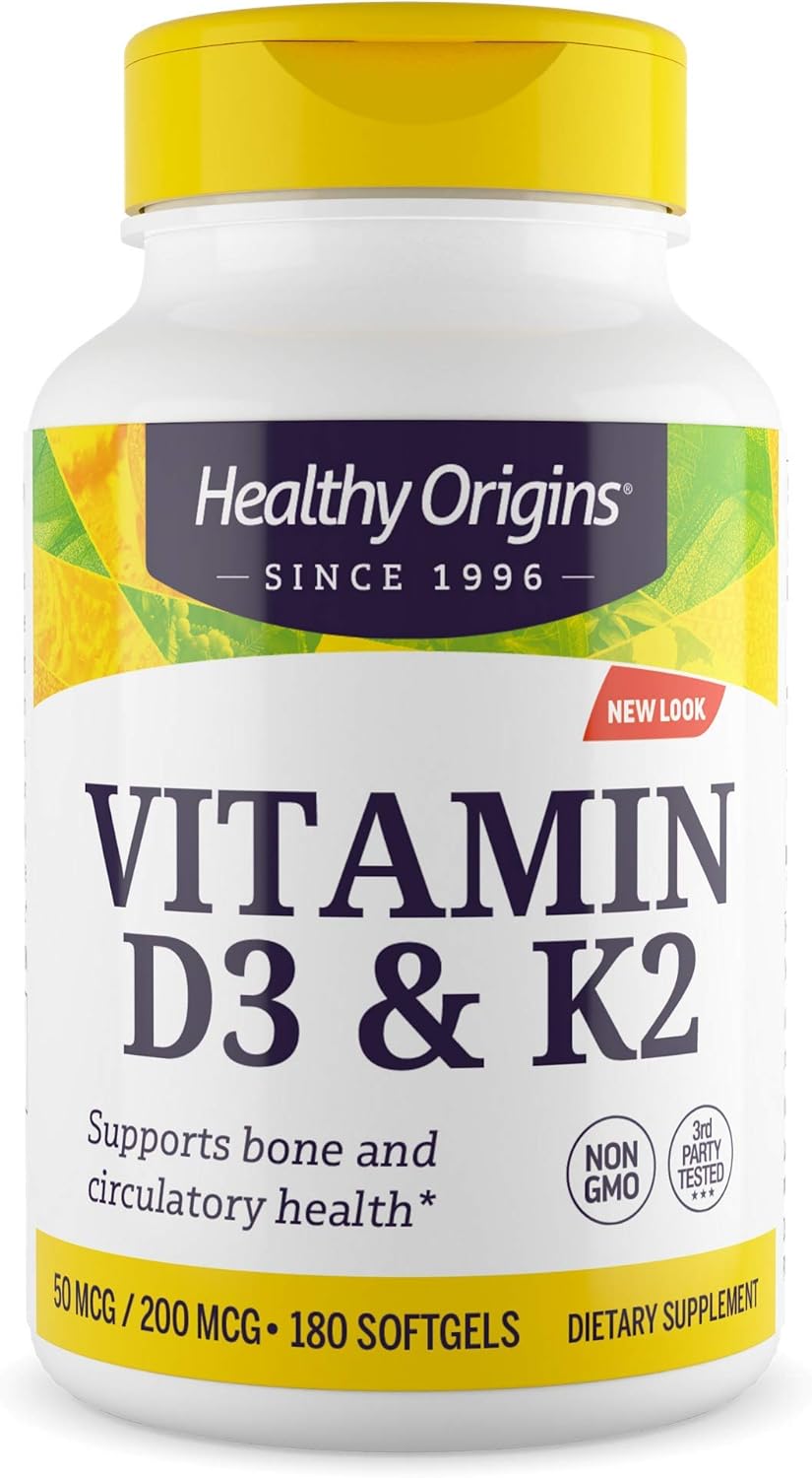Healthy Origins Vitamin D3 2,000 IU & K2 200 mcg for Bone Health