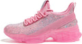 Girls Rhinestone Slip On Sneakers - Sparkly Lightweight Tennis Shoes
