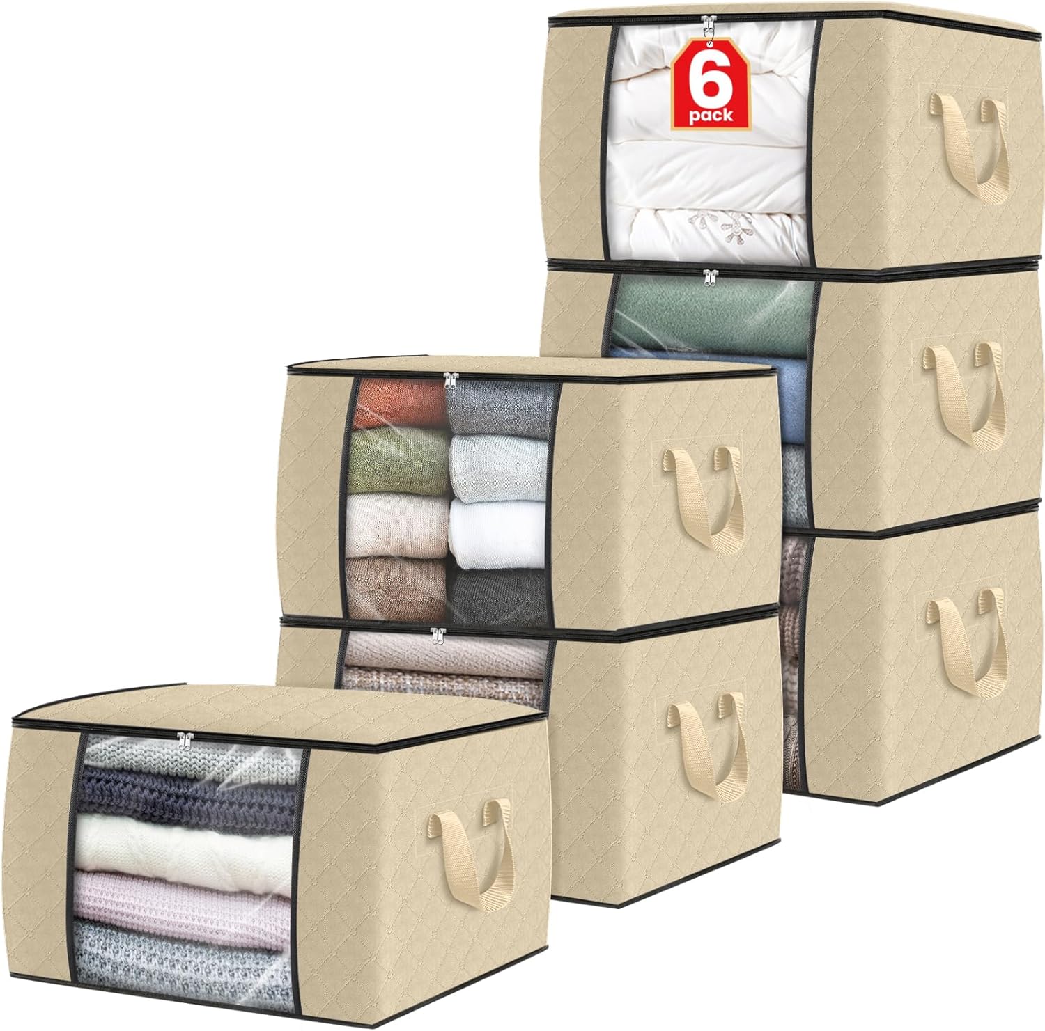 Fab totes 6 Pack Clothes Storage Bags for Organizing Clothing
