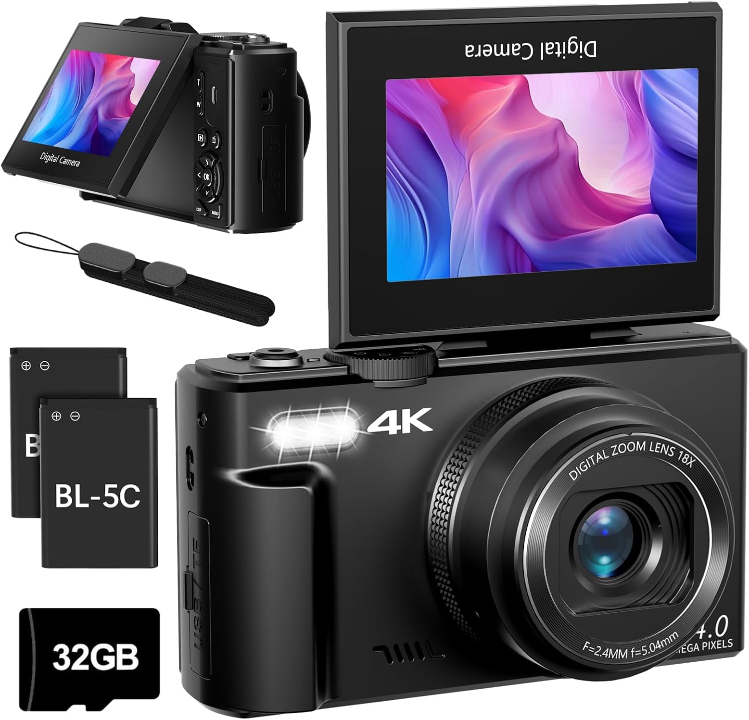 Maenlans 4K Vlogging Camera: 64MP | WiFi | 18X Zoom