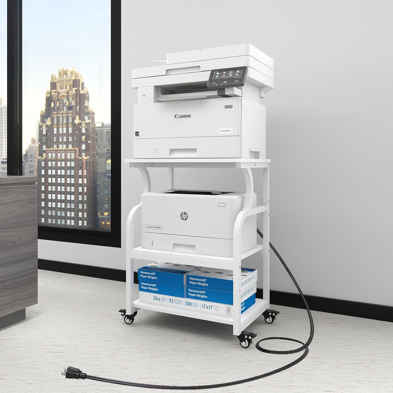 Natwind Large Printer Stand with Adjustable Storage Shelf