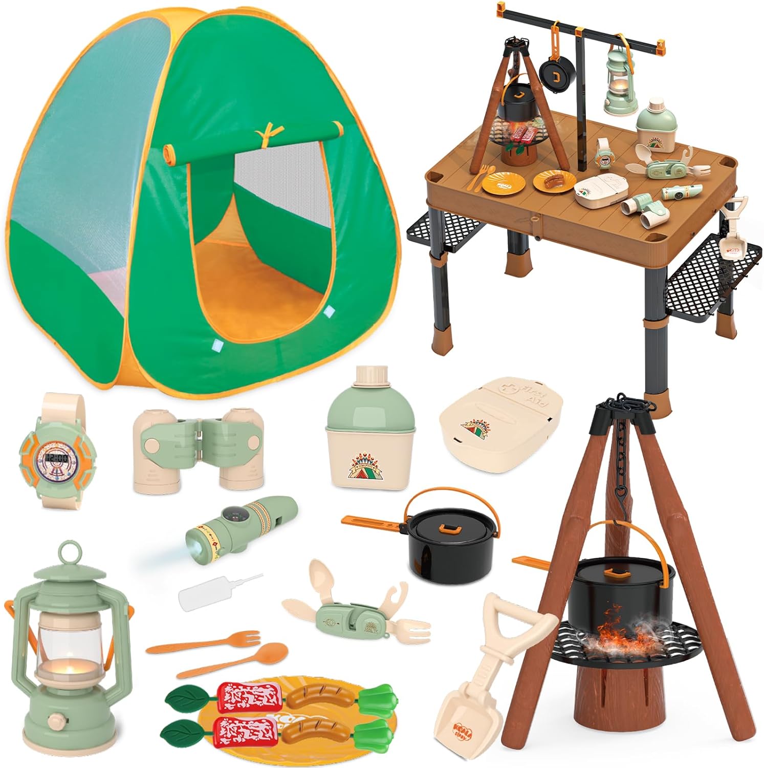Fistone Kids Camping Set with Tent, Table, and Flashlight