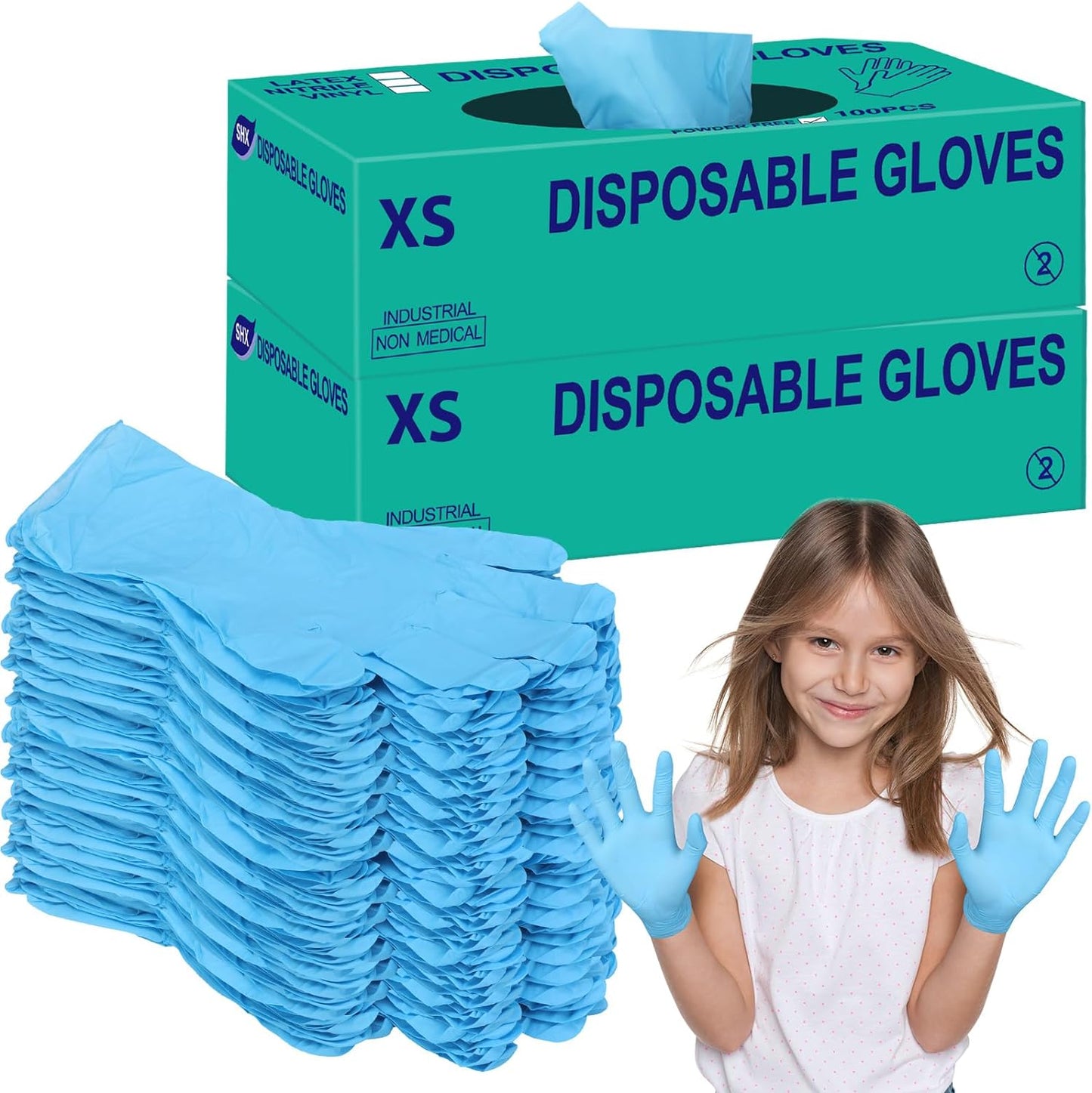 200 Kids Nitrile Gloves - No Latex X-Small