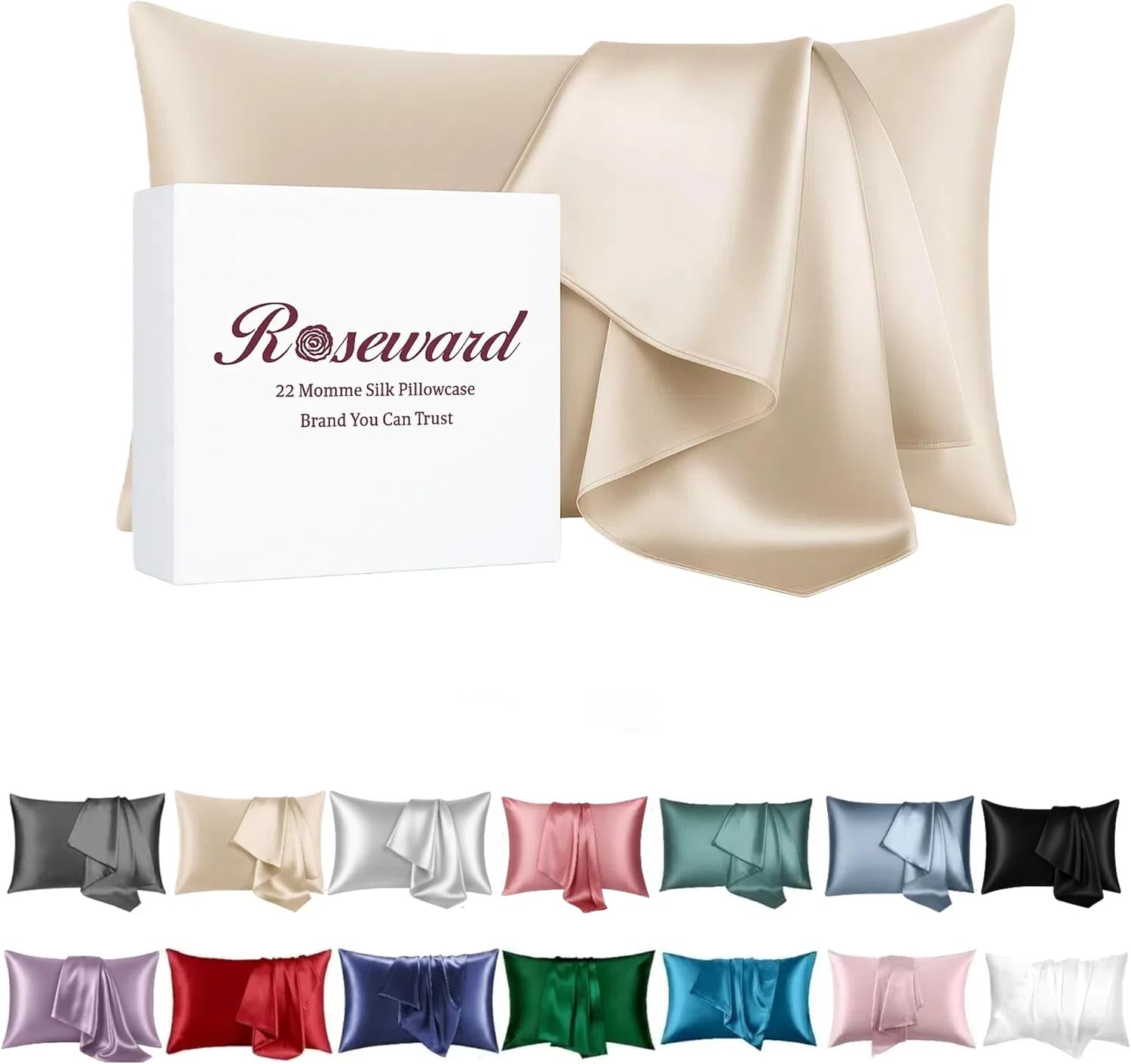 Beige Silk Pillow Cases with Zipper for Acne Prone Skin