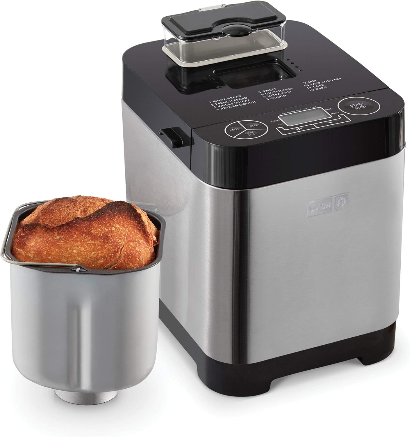 DASH Bread Maker: 1.5lb Loaf, 12 Settings + Gluten Free, Auto Dispenser - Black