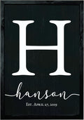 Framed Family Name Sign Personalized Monogram - Black Frame 24x36
