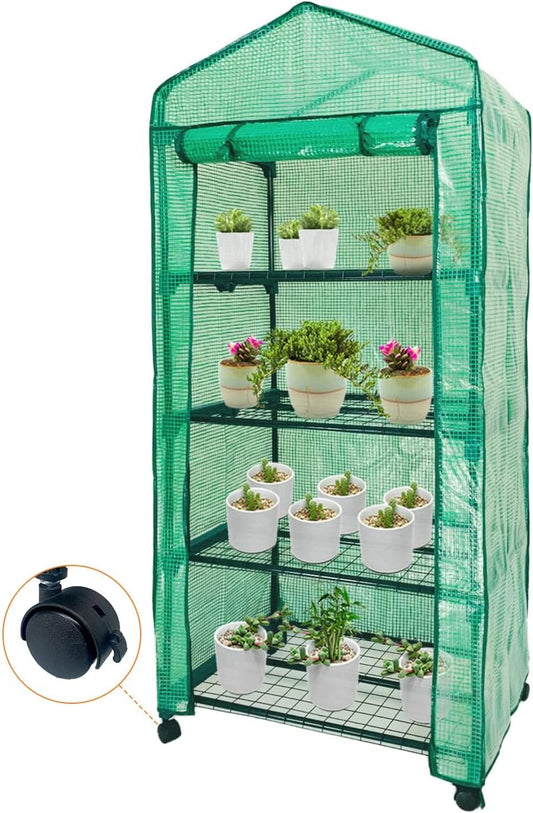 Portable 4 Tier Mini Greenhouse: Ideal Grow House