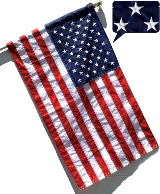 3x5 FT American Flag with Embroidered Stars for Outdoor Use