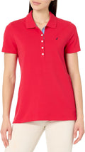 Nautica Womens 5-Button Short Sleeve Breathable 100% Cotton Polo
