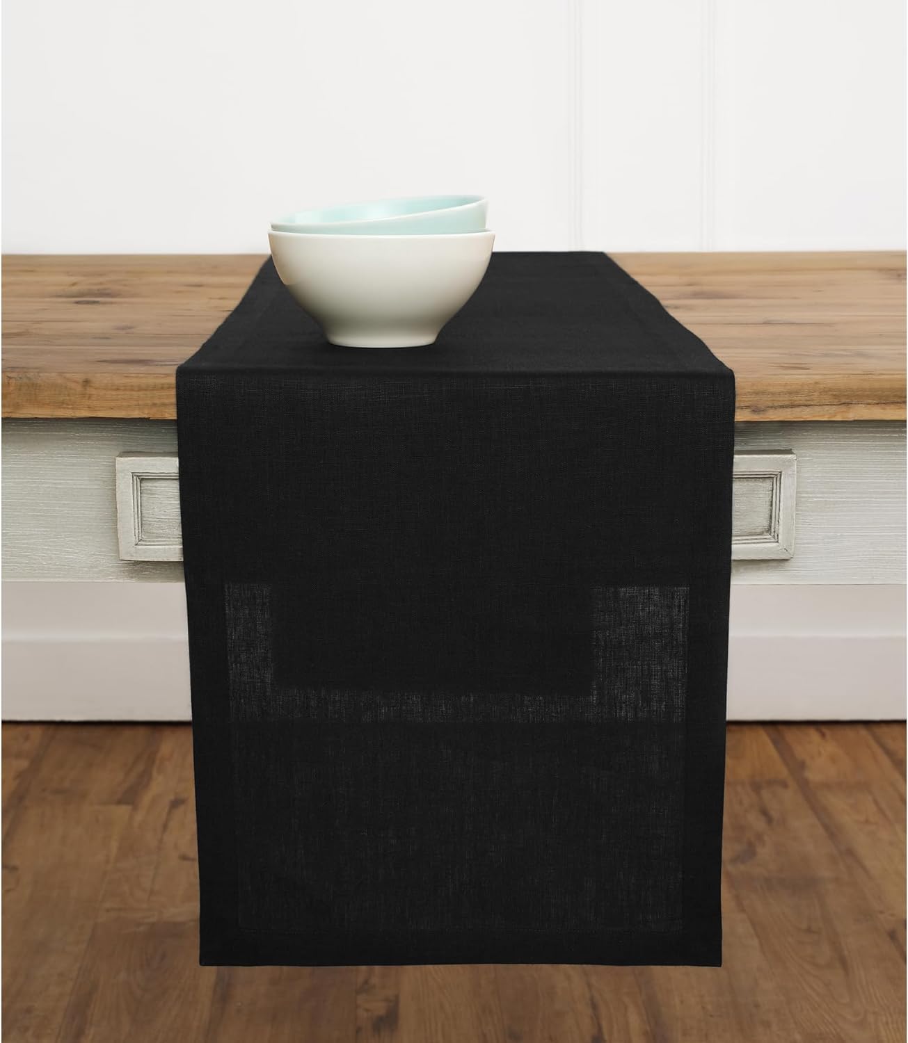 Elegant 100% Pure Linen Black Table Runner for All Occasions