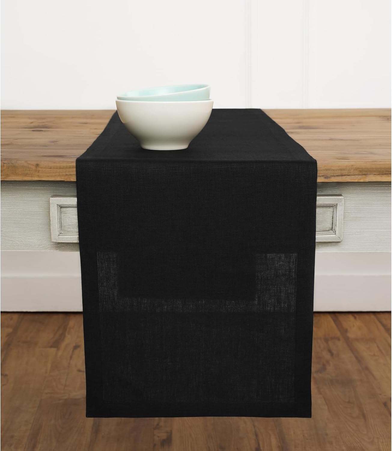 Elegant 100% Pure Linen Black Table Runner for Every Occasion